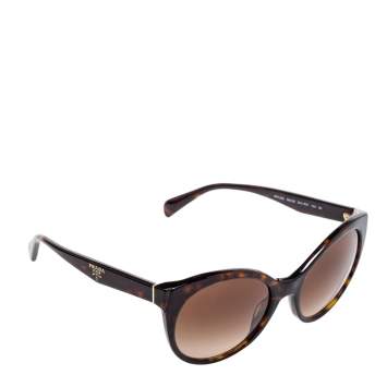 Pre Owned Prada Brown Havana/Brown Gradient SPR23O Sunglasses