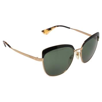 Pre Owned Prada Gold/ Green SPR51T Sabbiato Polarized Cat Eye Sunglasses