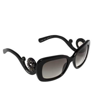 Pre Owned Prada Black SPR33P Crystal Embellished Rectangular Sunglasses