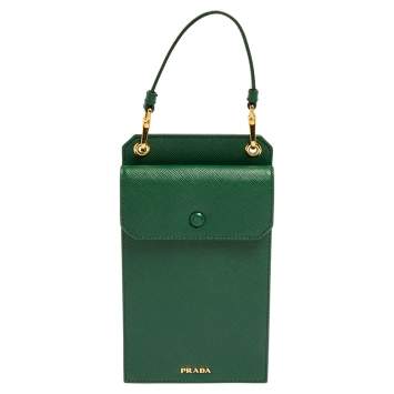 مملوكة مسبقًا Prada Green Saffiano Lux Leather Smartphone Case