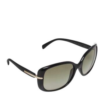 Pre Owned Prada Black/Green SPR08O Square Sunglasses