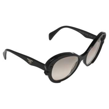 Pre Owned Prada Black Acetate SPR 28N Baroque Cat Eye Sunglasses