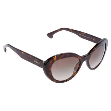 Pre Owned Prada Brown Havana SPR 15Q  Cat Eye Sunglasses
