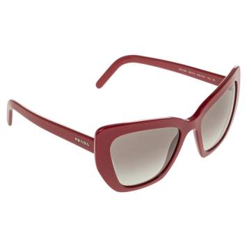 Pre Owned Prada Red Acetate SPR 08V Gradient Cat Eye Sunglasses 