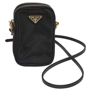 مملوكة مسبقًا Prada Black Nylon Crossbody Phone Case
