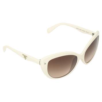 Pre Owned Prada White Acetate SPR 21N Gradient Cat Eye Sunglasses