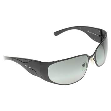 Pre Owned Prada Black Acetate Black Metal Tone SPR 50G Gradient Rectangle Sunglasses