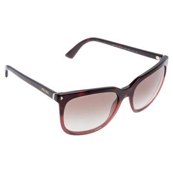 Pre Owned Prada Maroon Acetate SPR 12R Gradient Square Sunglasses