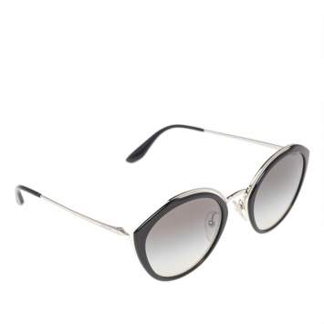 Pre Owned Prada Monochrome/Grey Gradient SPR 18U Oval Sunglasses