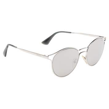 Pre Owned Prada Silver SPR62S Silver Tone Metal Round Sunglasses