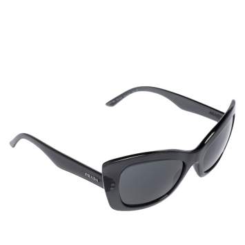 Pre Owned Prada Black Acetate SPR19M Cat Eye Sunglasses