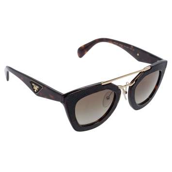 Pre Owned Prada Brown Tortoise Acetate SPR14S Gradient Cat Eye Sunglasses