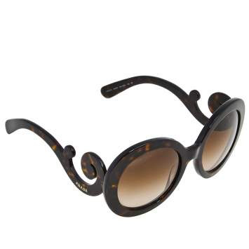 Pre Owned Prada Brown Havana/ Brown Gradient SPR27N Baroque Round Sunglasses