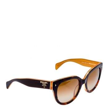 Pre Owned Prada Havana Brown/ Brown Gradient  SPR 170 Cat Eye Sunglasses
