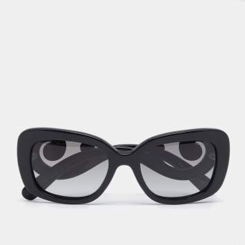 Pre Owned Prada Black Acetate Square Frame Baroque Sunglasses