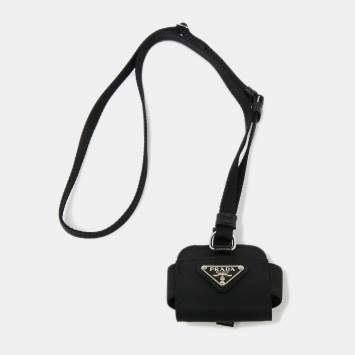 مملوكة مسبقًا Prada Black Nylon Airpods Pro Case with Adjustable Strap