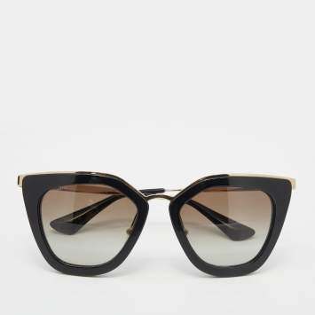 Pre Owned Prada Black/Gold Brown Gradient SPR 53S Cinema Cat-Eye Sunglasses