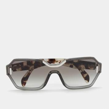 Pre Owned Prada Tortoiseshell/Grey Gradient SPR 15T Hide Geometric Sunglasses
