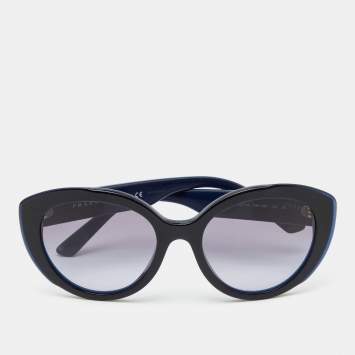 Pre Owned Prada Blue/ Blue Gradient SPR 01Y Oversized Sunglasses