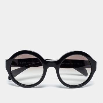 Pre Owned Prada Black/ Grey Gradient SPR06Q Round Sunglasses