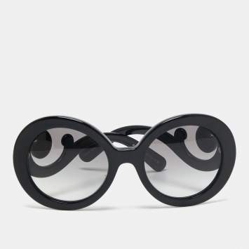 Pre Owned Prada Black/Grey Gradient SPR27N Baroque Round Sunglasses