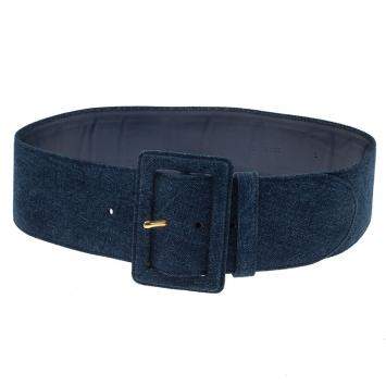 Pre Owned Prada Blue Denim Wide Belt 75 CM