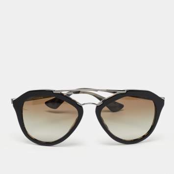 Pre Owned Prada Black Tortoise SPR 12Q Cinema Sunglasses