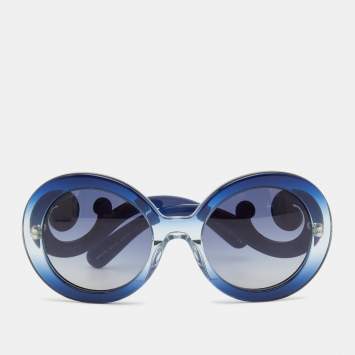 Pre Owned Prada Navy Blue/Blue SPR 27N Baroque Round Sunglasses