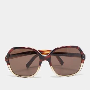 Pre Owned Prada Burgundy/Brown SPR 17M Oversized Sunglasses