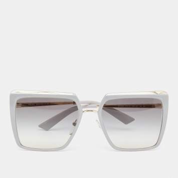 Pre Owned Prada Gold/Grey Gradient SPR58W Oversized Square Sunglasses