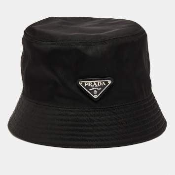 Pre Owned Prada Black Nylon Bucket Hat M