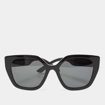 Pre Owned Prada Black/White SPR24X Cat Eye Sunglasses