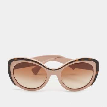 Pre Owned Prada Pink/Brown Gradient SPR12 P Cat Eye Sunglasses