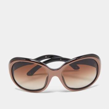 Pre Owned Prada Brown Gradient SPR08L Oval Sunglasses