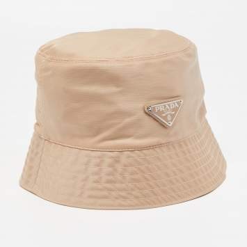 Pre Owned Prada Beige Nylon Bucket Hat M