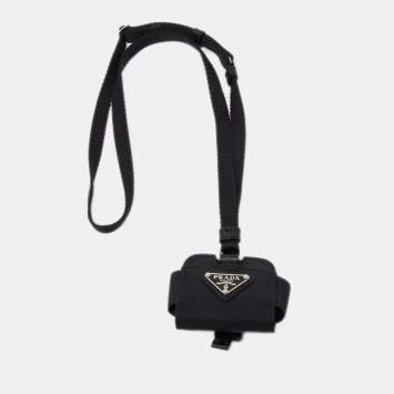 Pre Owned Prada Black Nylon Airpods Pro Case with Adjustable Strap