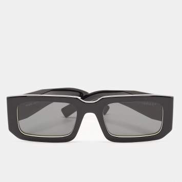 مملوكة مسبقًا Prada Black SPR06Y Rectangular Sunglasses