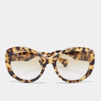 Pre Owned Prada Brown Tortoise Gradient  SPR12P Cat Eye Sunglasses