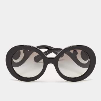Pre Owned Prada Black Gradient SPR27N Baroque Round Sunglasses
