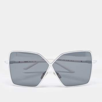 Pre Owned Prada White/Black SPR50Y Butterfly Sunglasses