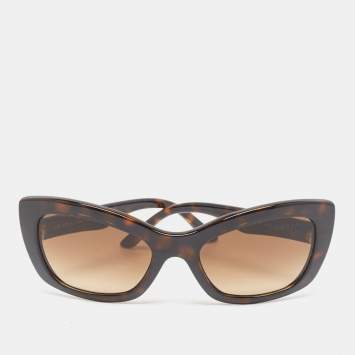 Pre Owned Prada Brown Havana Gradient SPR19M  D Frame Sunglasses