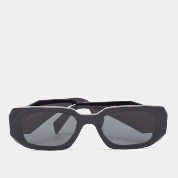 مملوكة مسبقًا Prada Black SPR 17W Symbole Rectangular Sunglasses