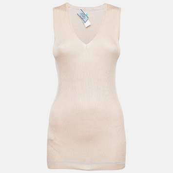 Prada Sand Brown Silk Knit Tank Top M
