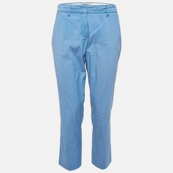 Prada Blue Cotton Blend Trousers M