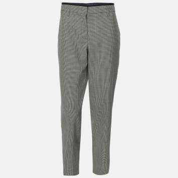 Prada White/Black Checkered Virgin Wool Trouser M
