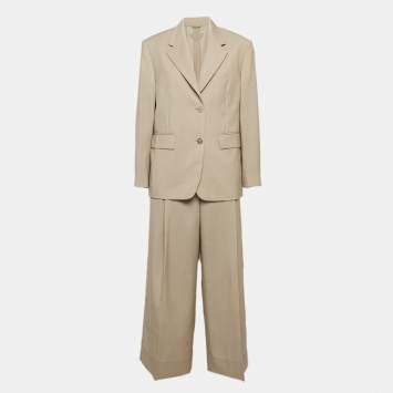 Pre Owned Prada Beige Wool Pants Suit L
