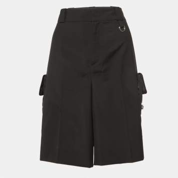 Pre Owned Prada Black Wool Pocket Detail Cargo Shorts M
