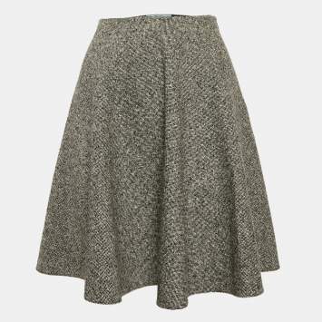 Prada Black/White Wool Flared Mini Skirt S