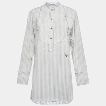 Pre Owned Prada Blue Striped Cotton Tunic Dress S