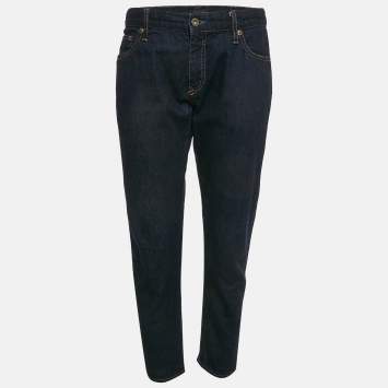 Prada Navy Blue Denim Low Rise Jeans L Waist 35"